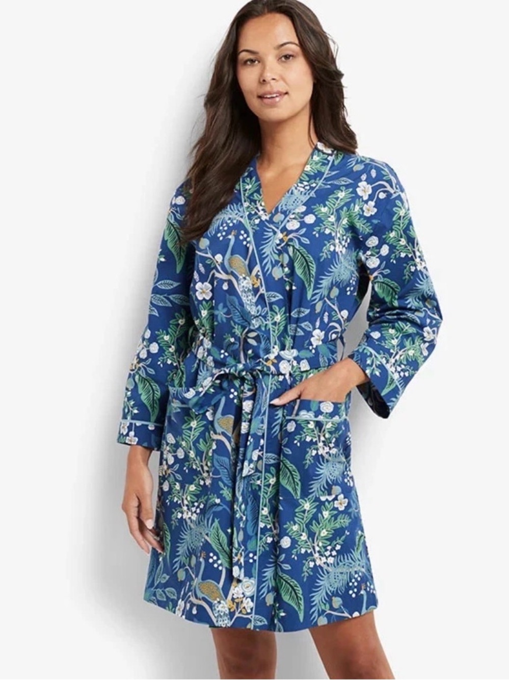 Rifle Paper Co x The Company Store Peacock Poplin Robe Women’s M/L